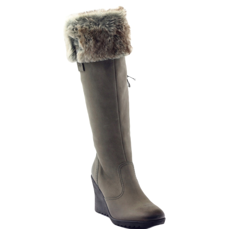 Caprice Leather Boots with Fur 25607 grey 1