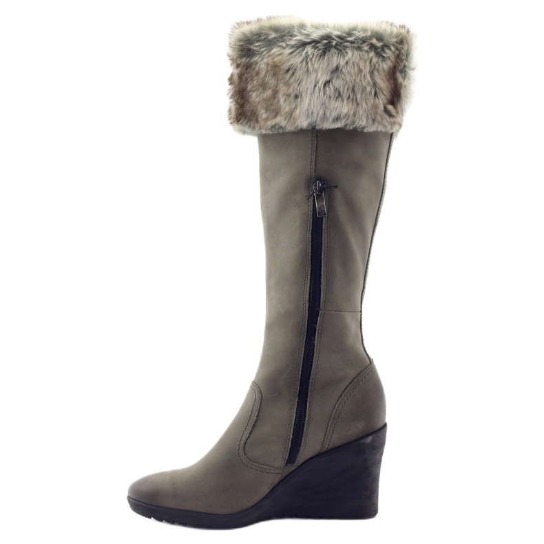 Caprice Leather Boots with Fur 25607 grey 2
