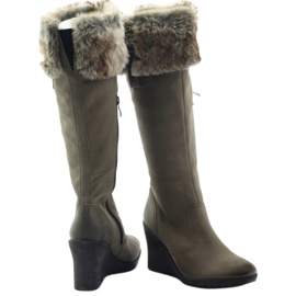 Caprice Leather Boots with Fur 25607 grey 3