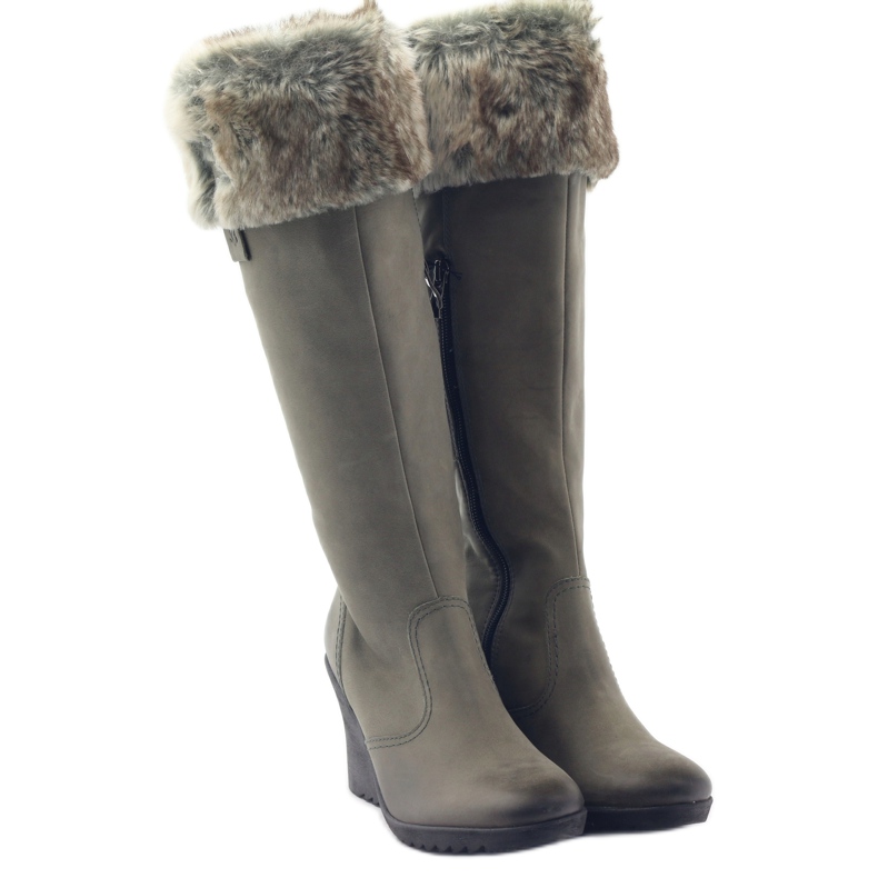 Caprice Leather Boots with Fur 25607 grey 4