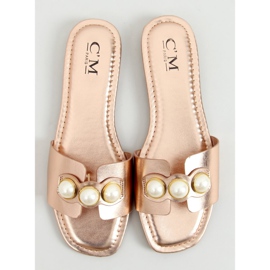 Slippers with pearls champagne 55-37 Champagne golden 1
