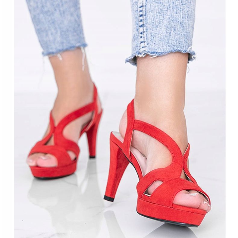 Red Sudden Draft high heel sandals 1