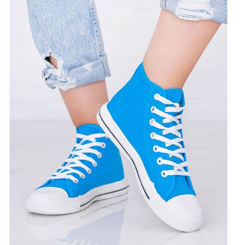 Women's white sneakers Gampa ankle blue 1