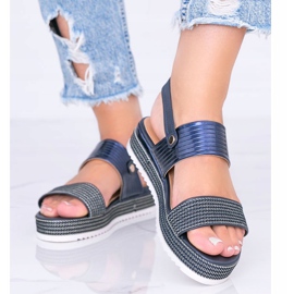 Navy blue sandals on a chunky Senorita sole 1 Navy blue sandals on a chunky Senorita sole 1