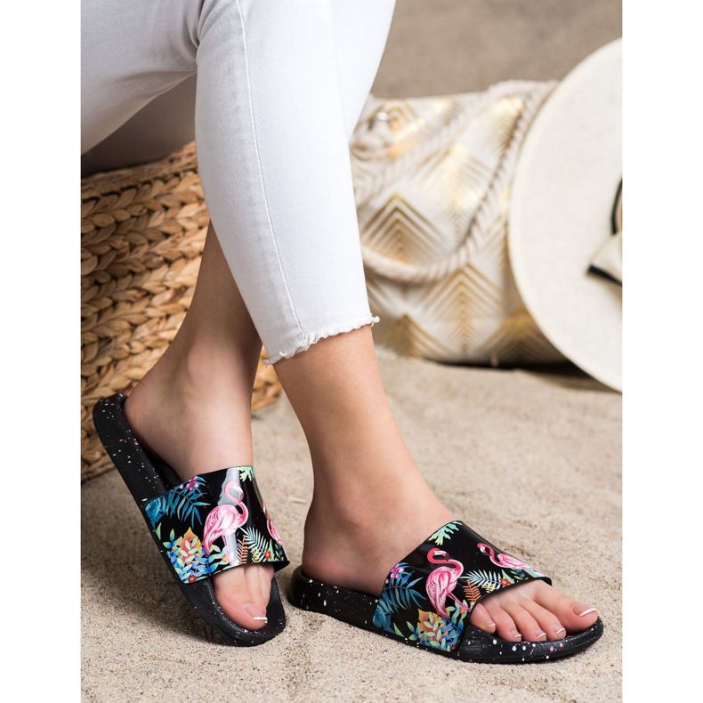 Bona Fashionable flip-flops with a flamingo black multicolored 2