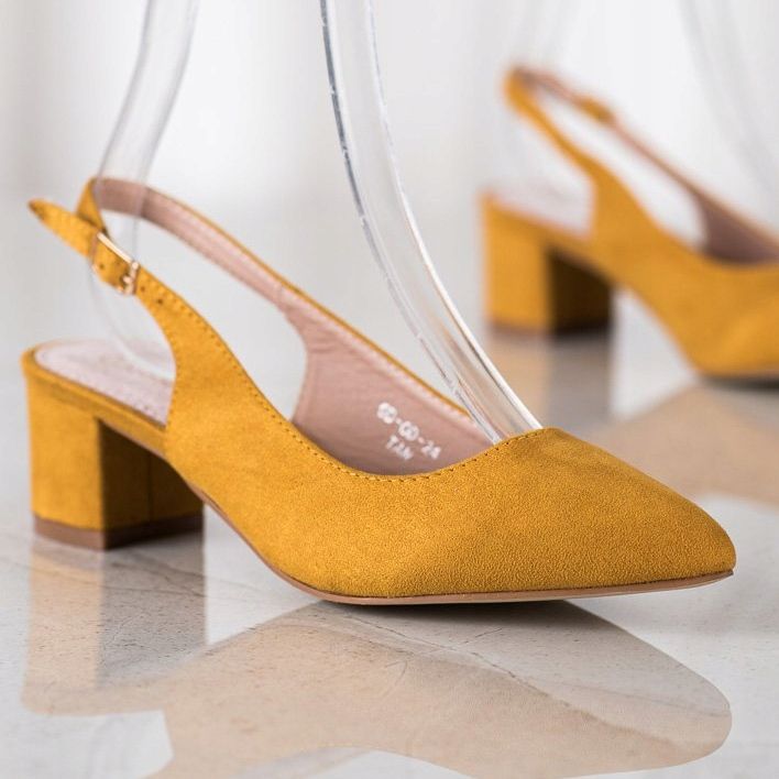 Goodin Mustard Pumps With An Open Heel yellow 1 Goodin Mustard Pumps With An Open Heel yellow 1