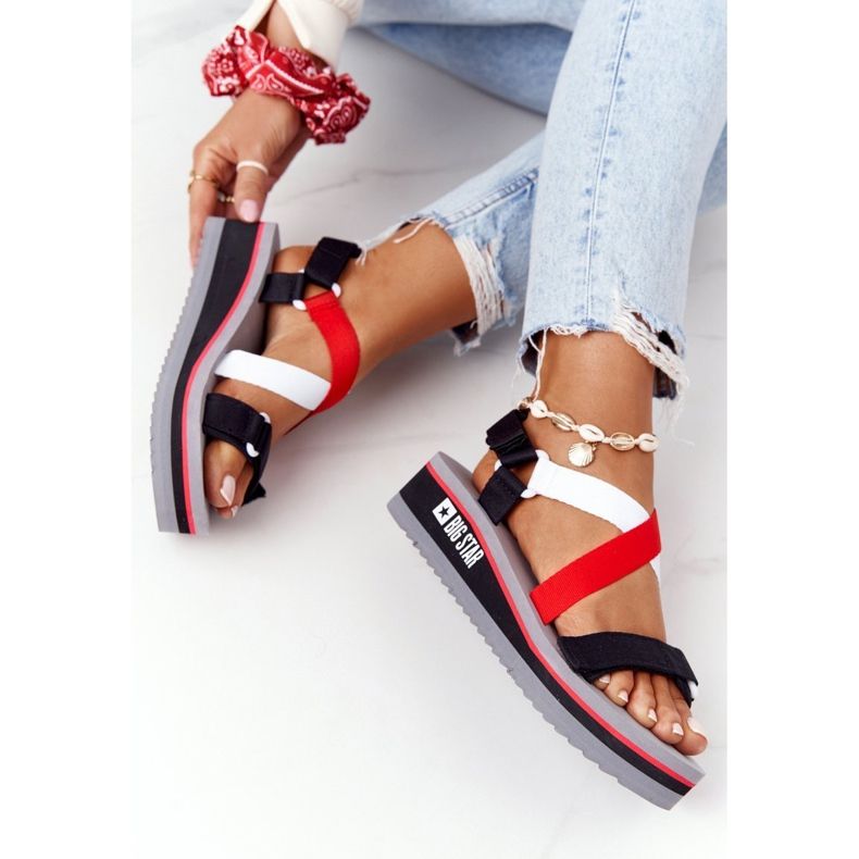 Foam Wedge Sandals Big Star HH274A082 Red-White black 1