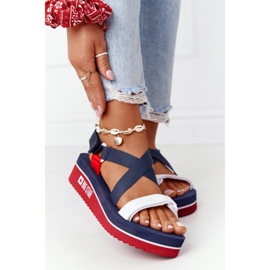 Foam Wedge Sandals Big Star HH274A084 Navy Blue red 2
