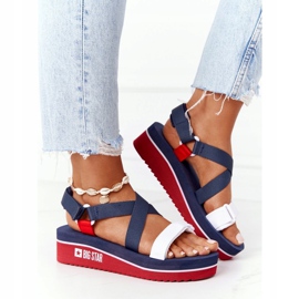 Foam Wedge Sandals Big Star HH274A084 Navy Blue red 1
