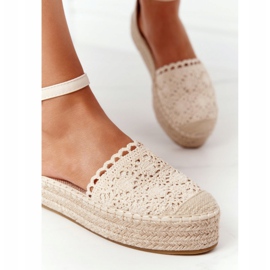 Lace Espadrilles On A Braided Beige Platform Larissa 1