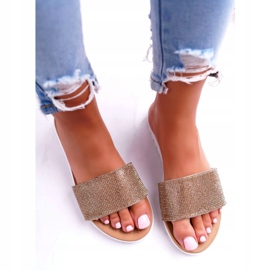 Lu Boo Women's Gold Sequined Slippers Goodies golden 3