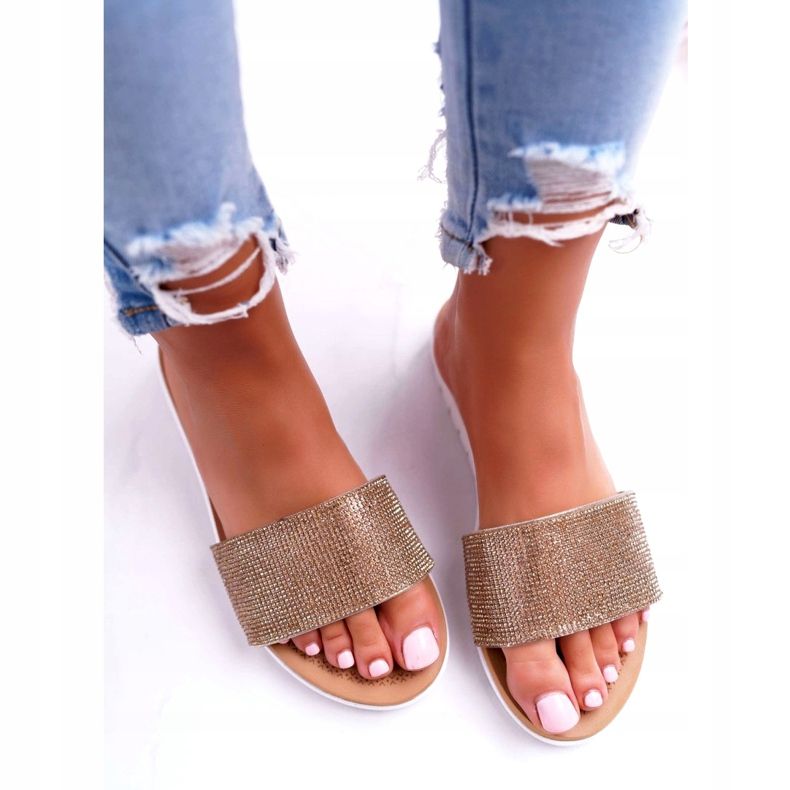 Lu Boo Women's Gold Sequined Slippers Goodies golden 3