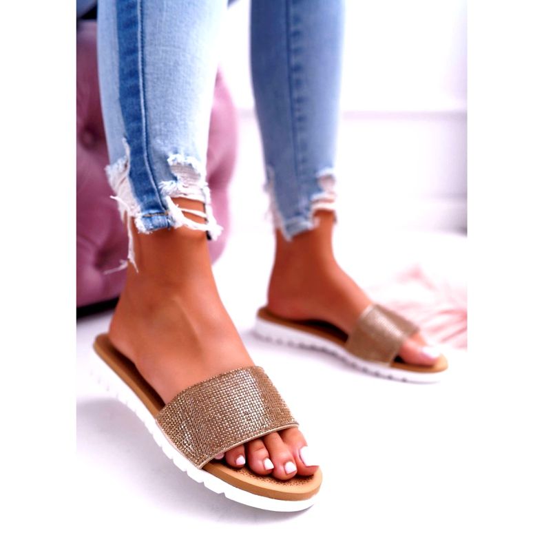 Lu Boo Women's Gold Sequined Slippers Goodies golden 2