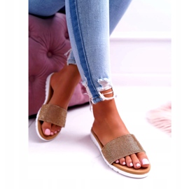 Lu Boo Women's Gold Sequined Slippers Goodies golden 1