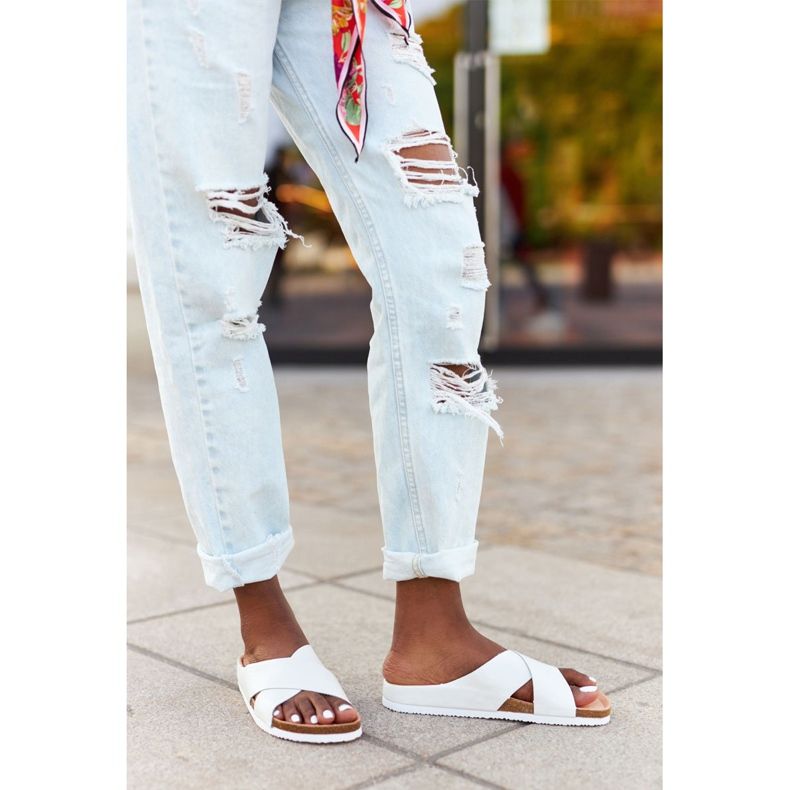 Leather profiled slippers Big Star HH274647 White 1