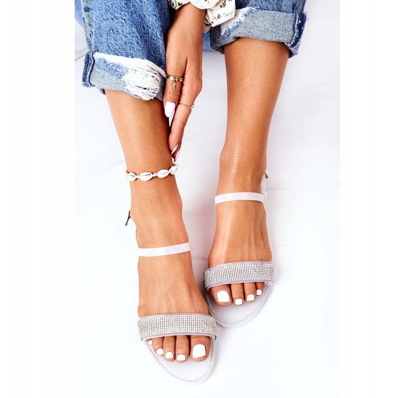 LU BOO Rubber Sandals With Glitter White Beach Time 1