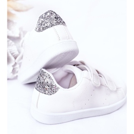 Children's Sneakers With Velcro White and Silver Cute Girl 2