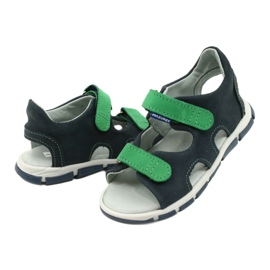 Leather boys sandals for Velcro Mazurek 314 navy-green blue 3 Leather boys sandals for Velcro Mazurek 314 navy-green blue 3