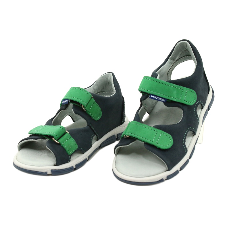 Leather boys sandals for Velcro Mazurek 314 navy-green blue 2 Leather boys sandals for Velcro Mazurek 314 navy-green blue 2