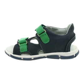 Children's Leather Velcro Sandals Mazurek 314, navy blue green 1