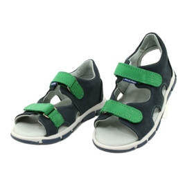 Children's Leather Velcro Sandals Mazurek 314, navy blue green 2