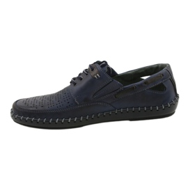 Polbut Men's shoes, openwork loafers J69L navy blue 1