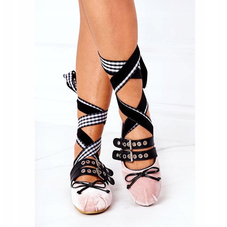Tied Velor Ballerinas Lu Boo Pink 2