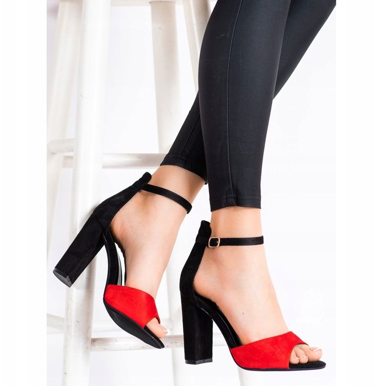 Goodin Suede Sandals On A Bar black red 2