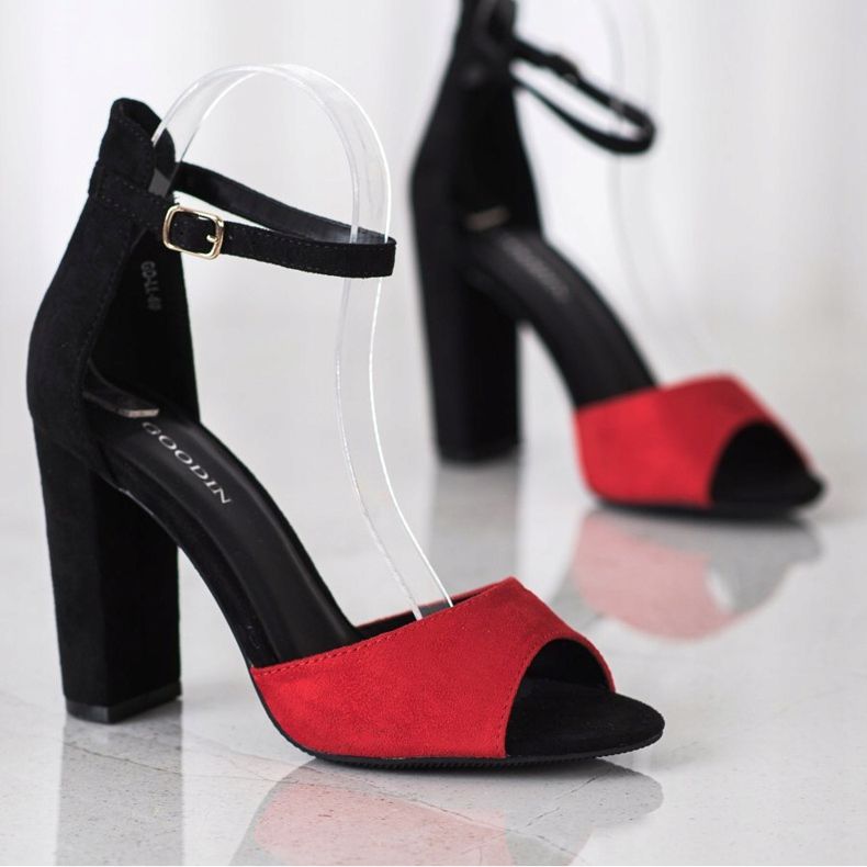 Goodin Suede Sandals On A Bar black red 1