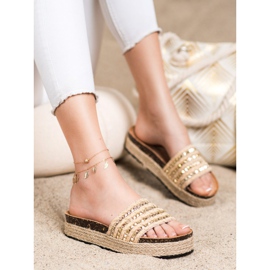 Groto Gogo Golden Slippers With Studs beige 1
