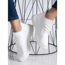 SHELOVET White Textile Sneakers 1