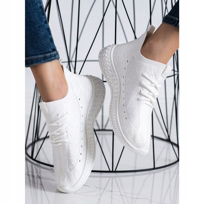SHELOVET White Textile Sneakers 1
