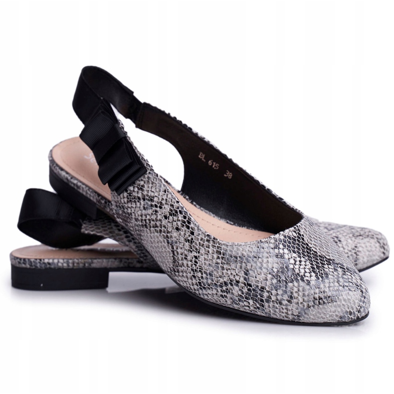 Women's Ballerinas Sergio Leone Gray Snake BL615 Lilon beige black grey 5