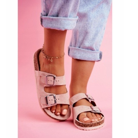 EVE Women's Slippers On Cork With Clasps Pink Si Senor 4