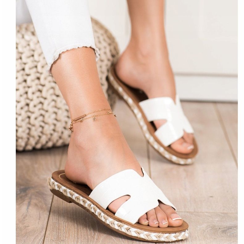 SHELOVET Casual White Slippers 1