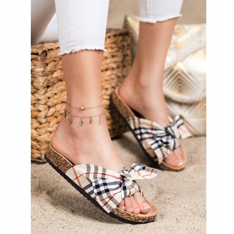 Bona Slippers With Checkered Bow multicolored 1