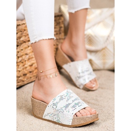 Bona White Wedge Slippers 1