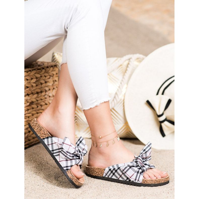 Bona Slippers with a checkered bow multicolored 2