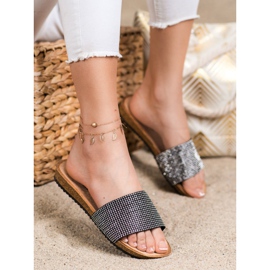 Bona Elegant Slippers With Cubic Zirconia black 1