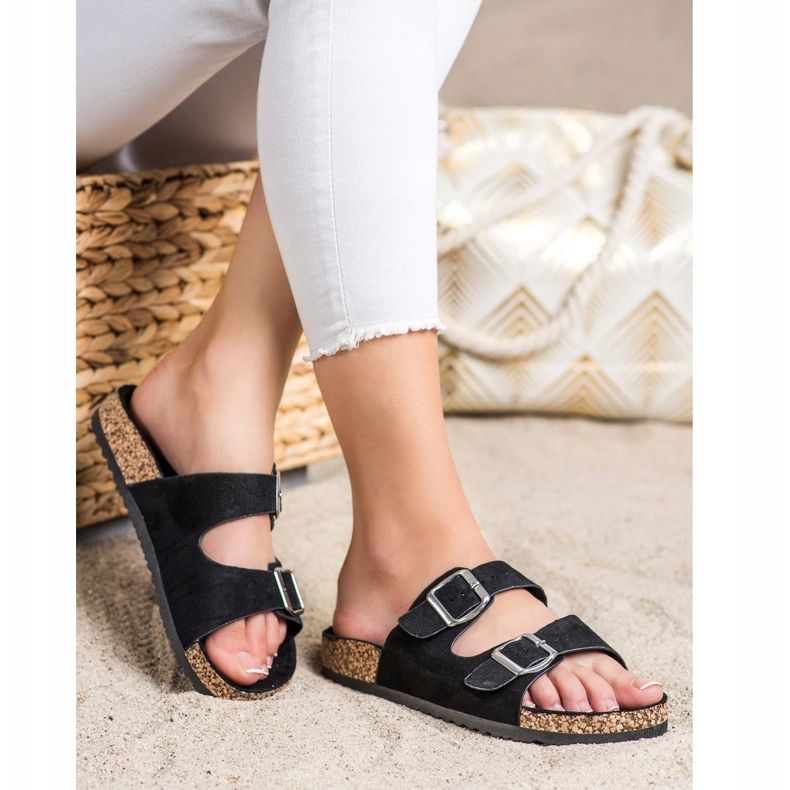 Evento Casual Slippers With Buckle black 1