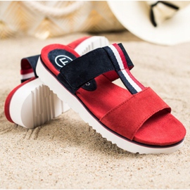 Filippo Leather Slippers red navy blue 1