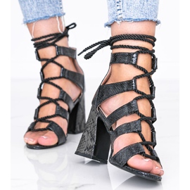 Black sandals with a Merry snake skin pattern 2