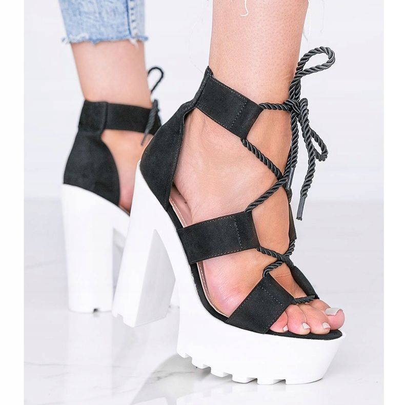 Black sandals on a thick Hera platform 1