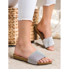 Bona Elegant Slippers With Cubic Zirconia silver 1