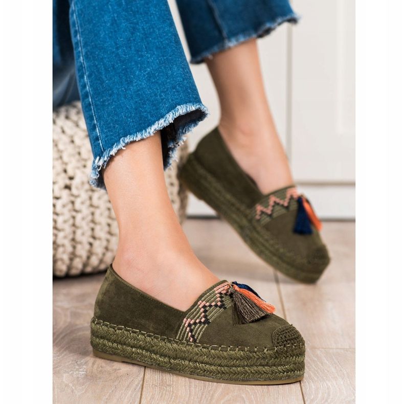 Coura Suede Espadrilles With Fringes green 1