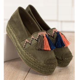 Coura Suede Espadrilles With Fringes green 2