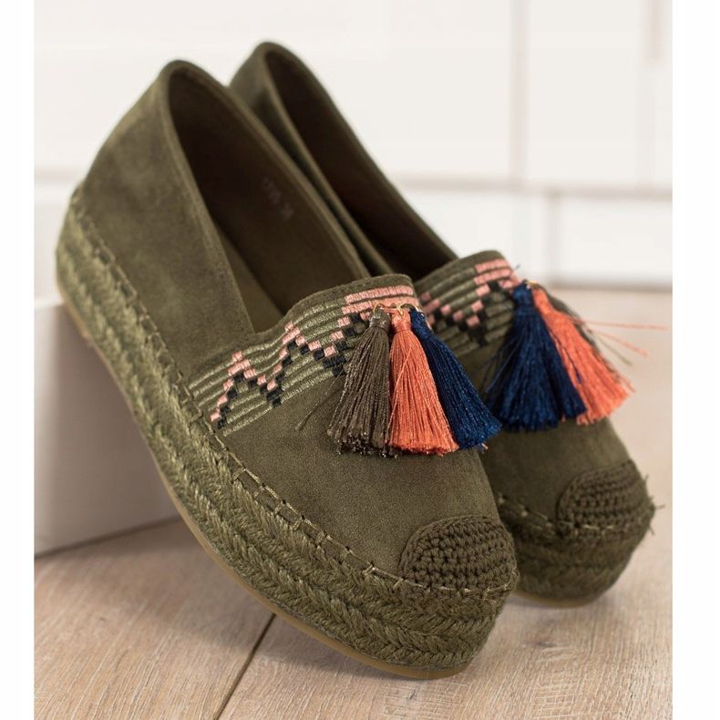 Coura Suede Espadrilles With Fringes green 2