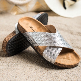Bona Comfortable Eco Leather Slippers silver 1