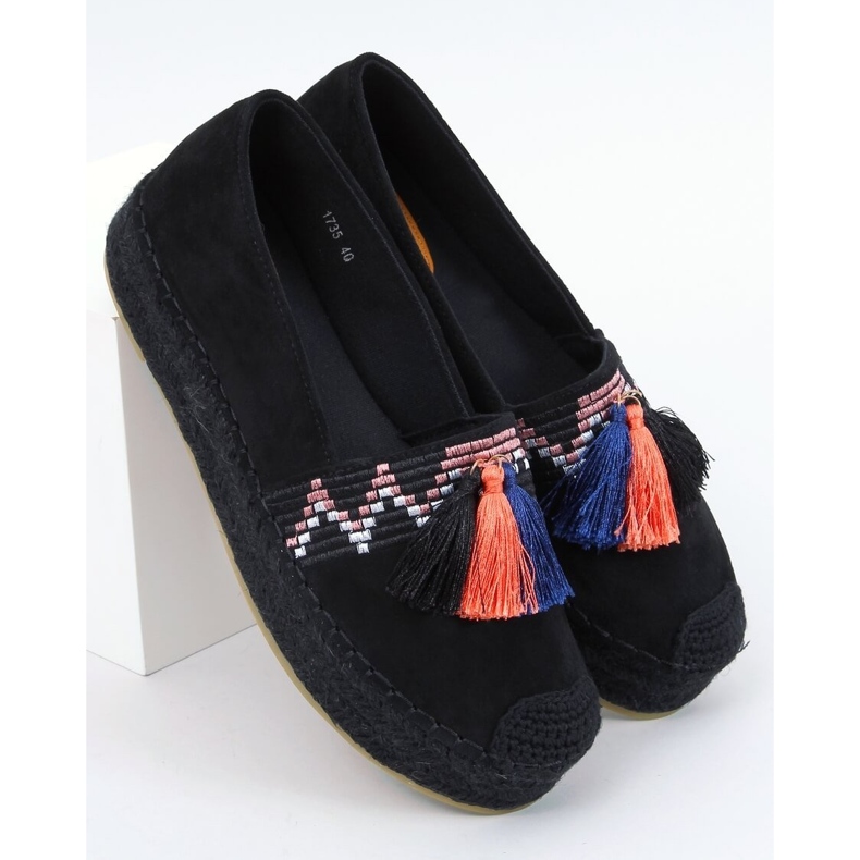 Black 1735 Black espadrilles with fringes 1