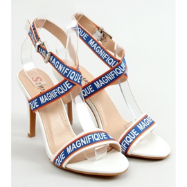 White sandals on a high heel LL-170P White blue 1